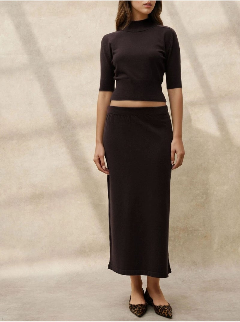 Maglione crop a collo alto testurizzato hiccup Marrone scuro - Kiabi