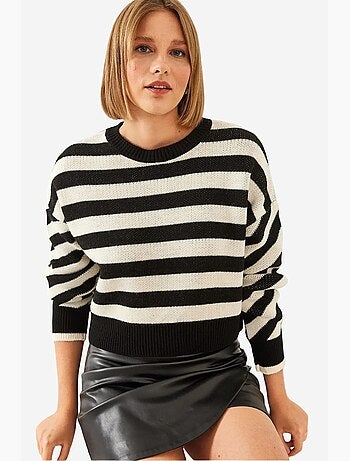 Maglione cropped a righe oversize lucci