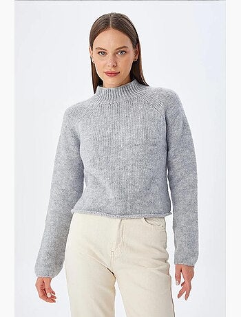 Maglione cropped da donna in maglia testurizzata mixray