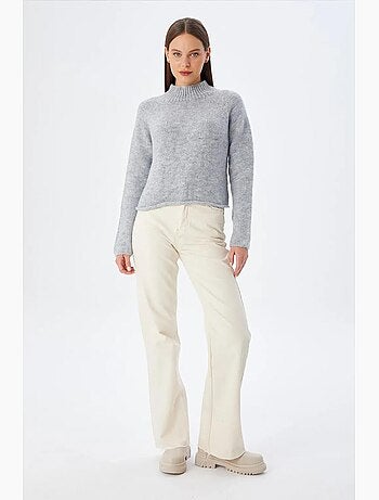 Maglione cropped da donna in maglia testurizzata mixray