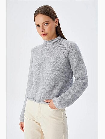 Maglione cropped da donna in maglia testurizzata mixray