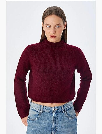 Maglione cropped da donna in maglia testurizzata mixray
