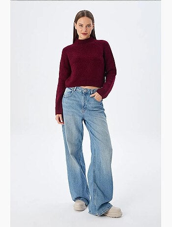 Maglione cropped da donna in maglia testurizzata mixray