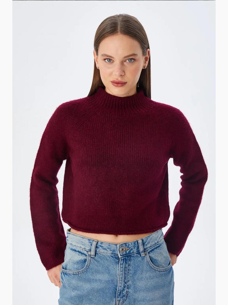 Maglione cropped da donna in maglia testurizzata mixray Rosso bordeaux - Kiabi