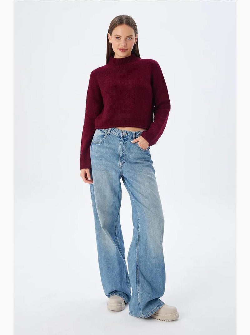 Maglione cropped da donna in maglia testurizzata mixray Rosso bordeaux - Kiabi