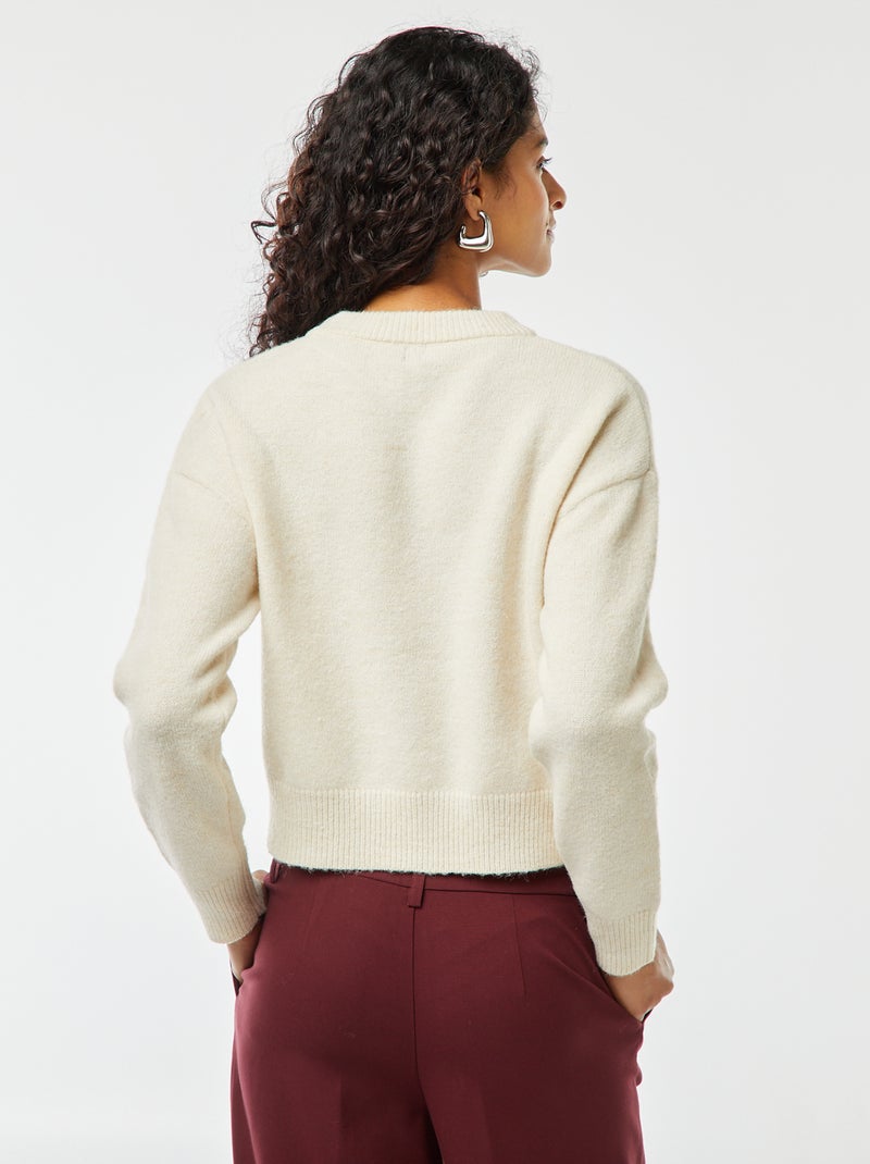 Maglione cropped in maglia morbida beige - Kiabi