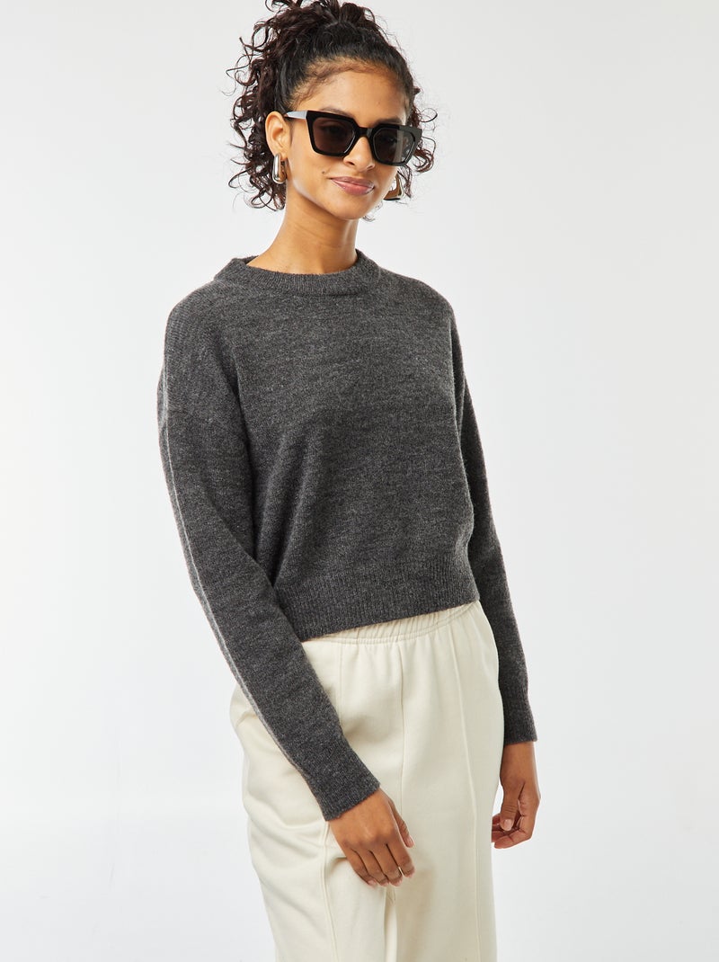 Maglione cropped in maglia morbida Grigio - Kiabi