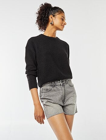 Maglione cropped in maglia morbida