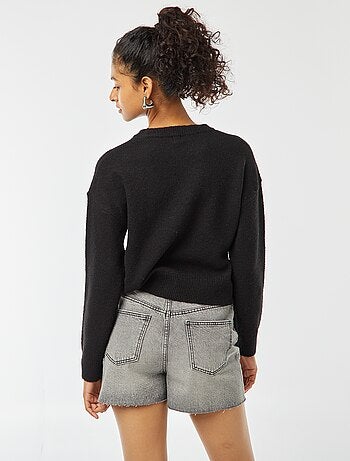 Maglione cropped in maglia morbida