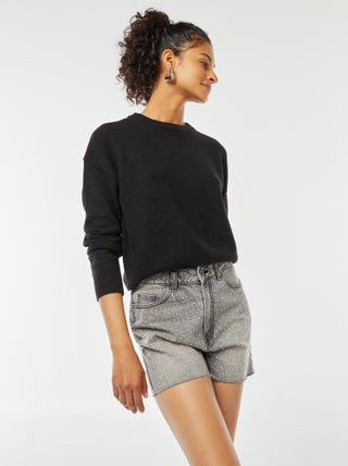 Maglione cropped in maglia morbida
