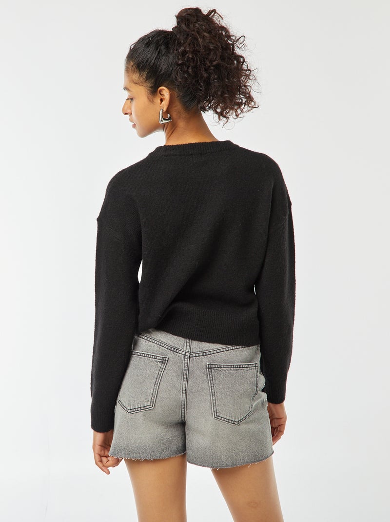 Maglione cropped in maglia morbida nero - Kiabi