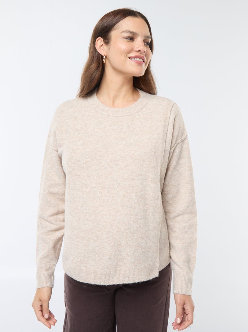 Maglione da allattamento in maglia soffice Beige - Kiabi