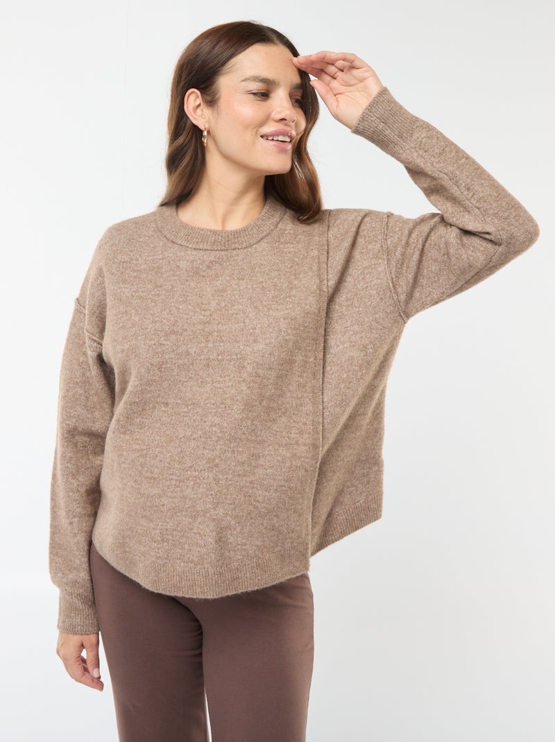 Maglione da allattamento in maglia soffice Marrone - Kiabi