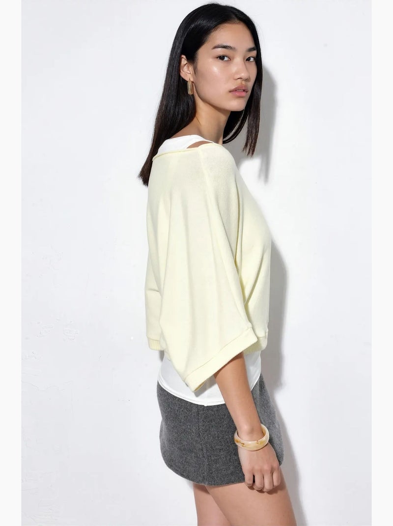 Maglione da donna a coste con girocollo busem Giallo limone - Kiabi