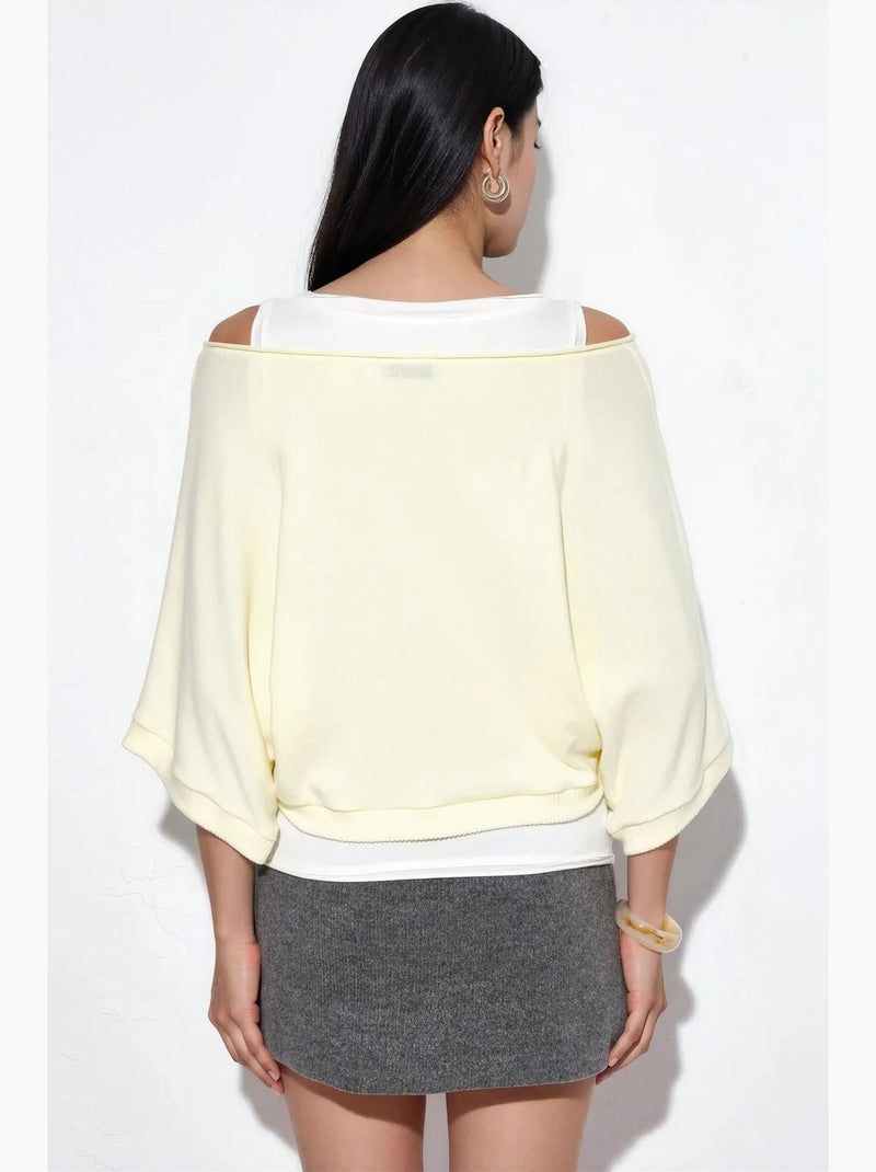 Maglione da donna a coste con girocollo busem Giallo limone - Kiabi
