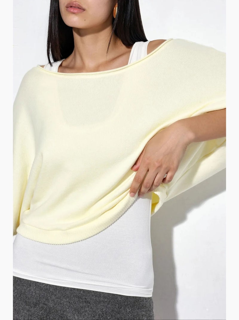 Maglione da donna a coste con girocollo busem Giallo limone - Kiabi