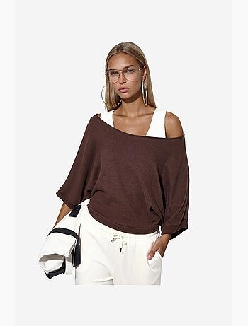 Maglione da donna a coste con girocollo busem