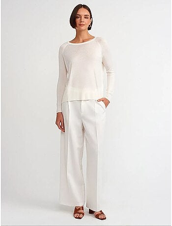 Maglione da donna a coste con girocollo dilvin