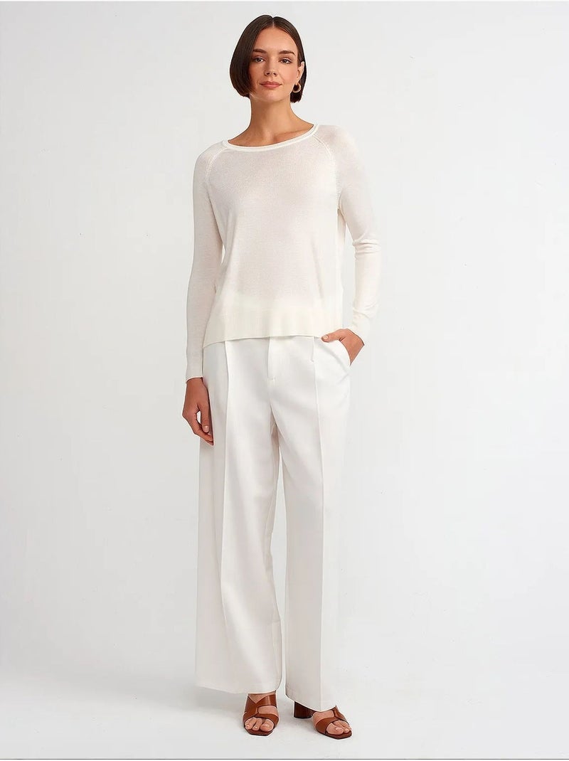 Maglione da donna a coste con girocollo dilvin Bianco sporco - Kiabi