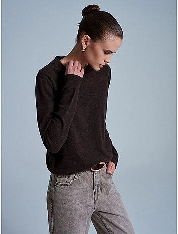 Maglione da donna in cashmere a coste con girocollo dilvin