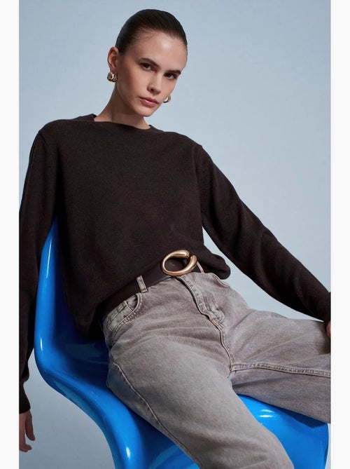 Maglione da donna in cashmere a coste con girocollo dilvin - Kiabi Maglione da donna in cashmere a coste con girocollo dilvin - Kiabi