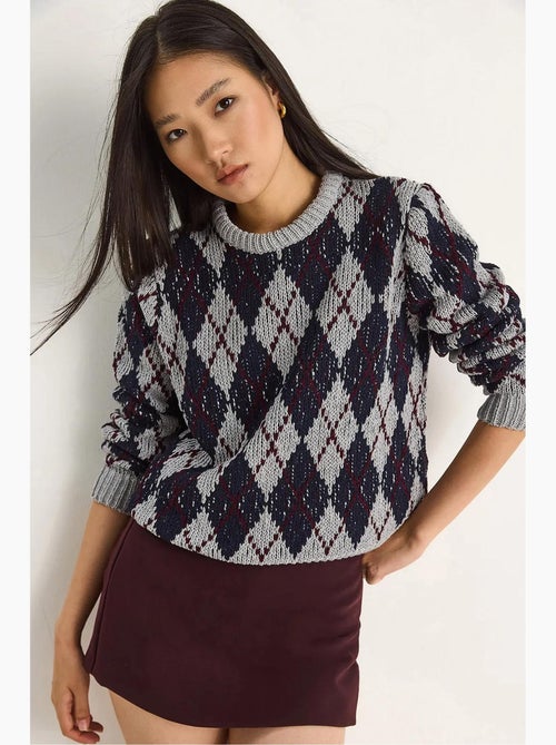 Maglione da donna in maglia con girocollo e motivo a rombi lucci - Kiabi Maglione da donna in maglia con girocollo e motivo a rombi lucci - Kiabi