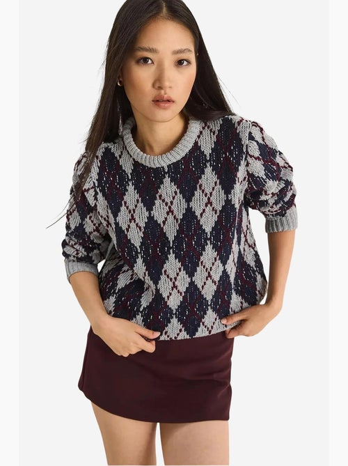 Maglione da donna in maglia con girocollo e motivo a rombi lucci - Kiabi Maglione da donna in maglia con girocollo e motivo a rombi lucci - Kiabi