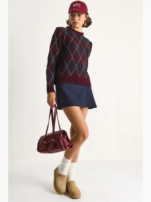 Maglione da donna in maglia con girocollo e motivo a rombi lucci - Kiabi Maglione da donna in maglia con girocollo e motivo a rombi lucci - Kiabi