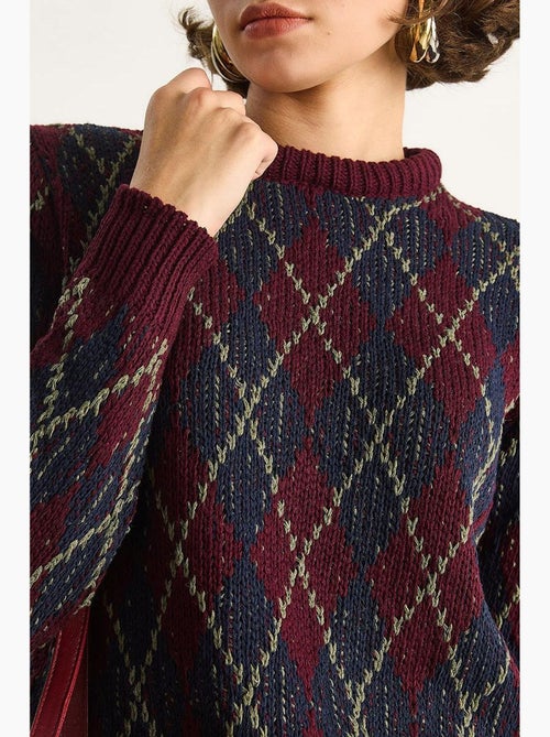 Maglione da donna in maglia con girocollo e motivo a rombi lucci - Kiabi Maglione da donna in maglia con girocollo e motivo a rombi lucci - Kiabi