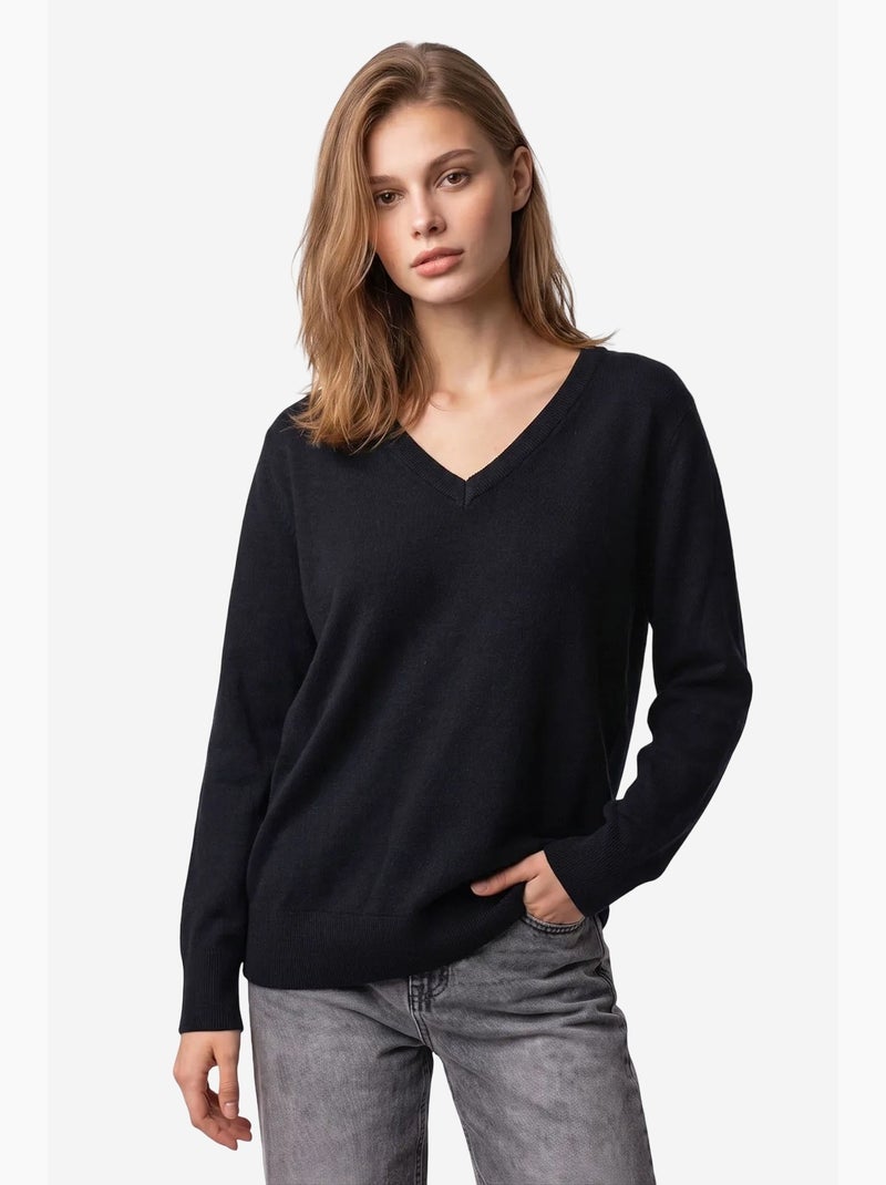 Maglione da donna in maglia mixray Nero - Kiabi