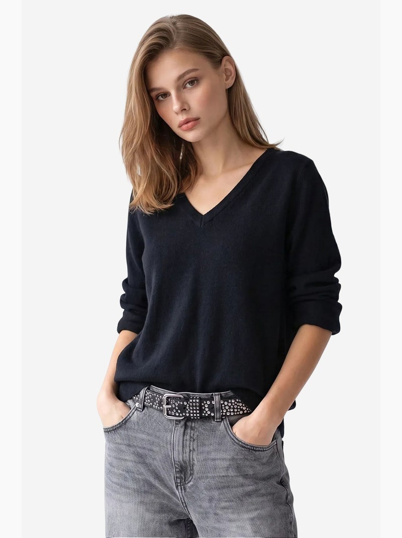 Maglione da donna in maglia mixray Nero - Kiabi