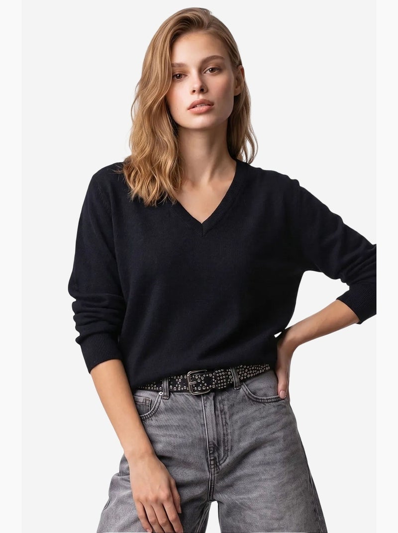 Maglione da donna in maglia mixray Nero - Kiabi