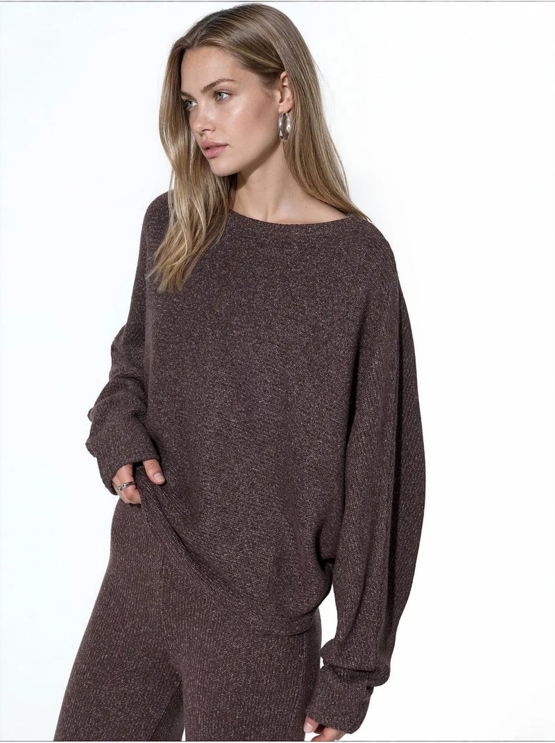 Maglione da donna in misto cotone busem Marrone cioccolato - Kiabi