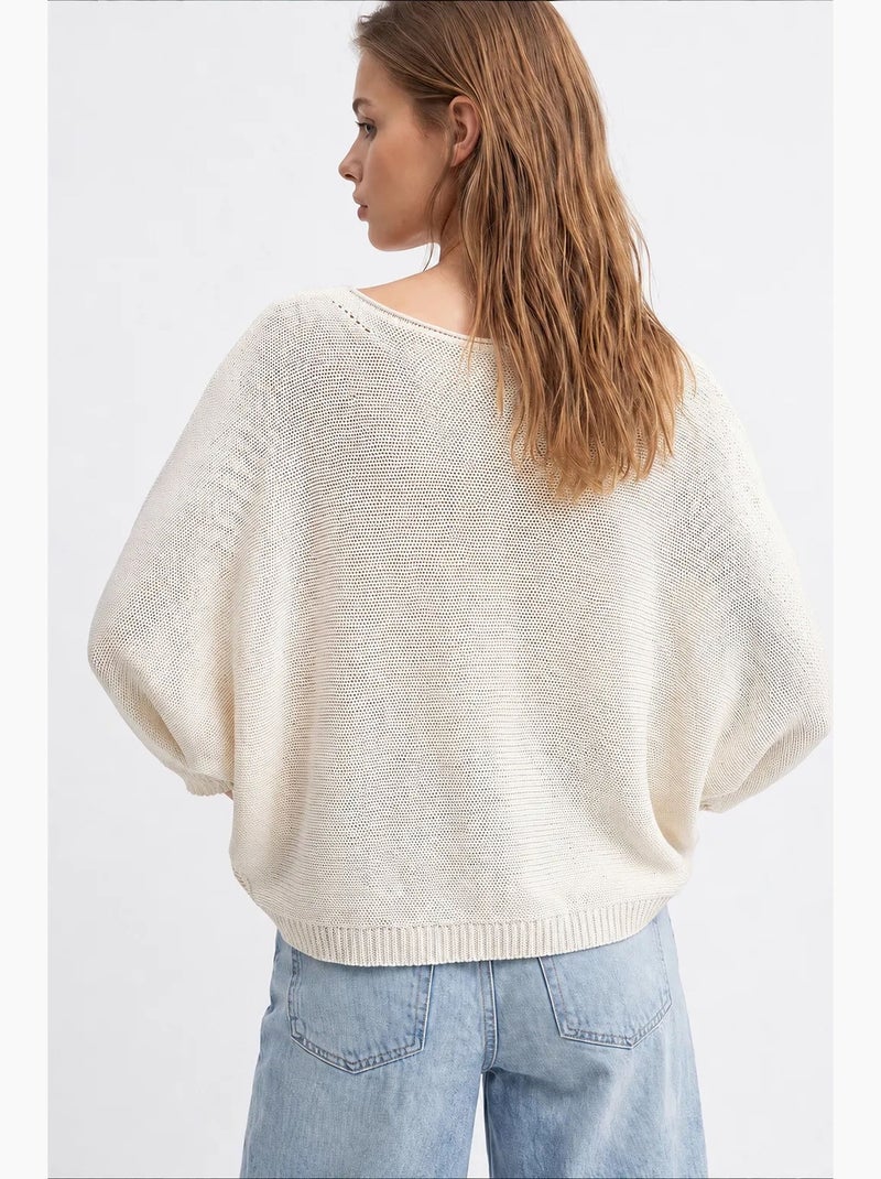 Maglione da donna in misto cotone mixray Crema - Kiabi