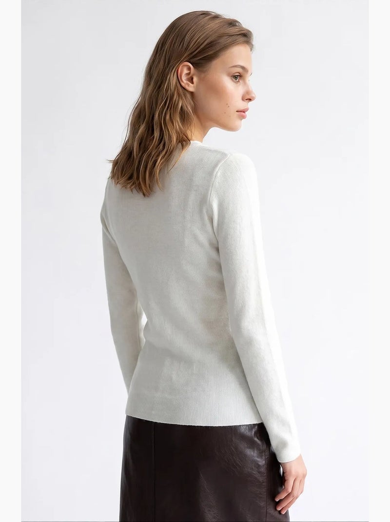 Maglione da donna in misto viscosa e cashmere mixray Bianco sporco - Kiabi