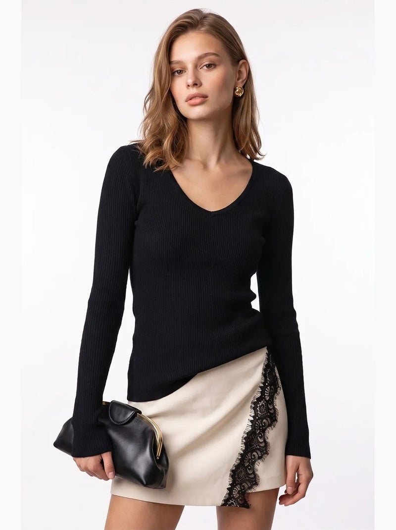 Maglione da donna in misto viscosa e cashmere mixray Nero - Kiabi
