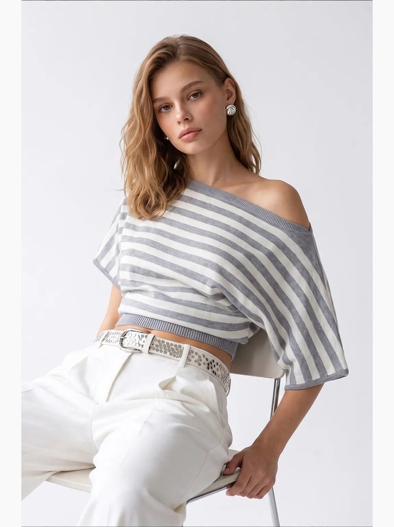 Maglione da donna in misto viscosa mixray Bianco Grigio - Kiabi