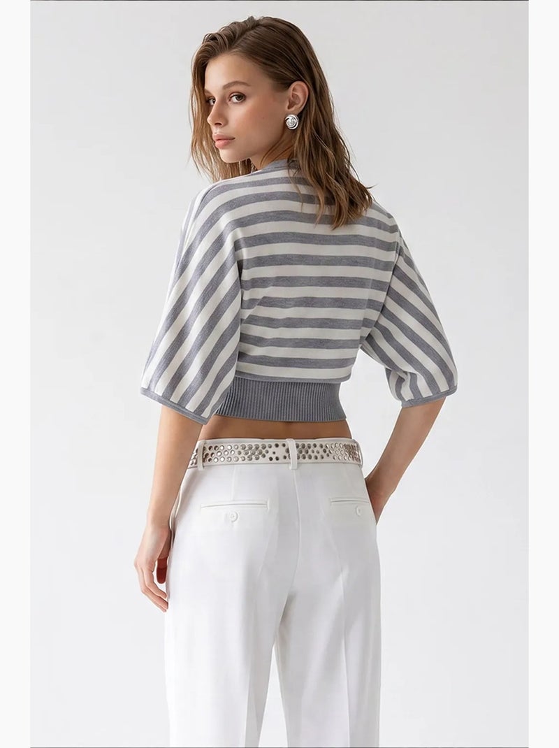 Maglione da donna in misto viscosa mixray Bianco Grigio - Kiabi