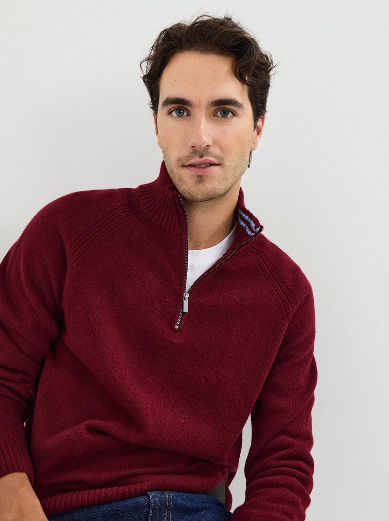 Maglione di lana con cerniera, MO Fashion Rosso - Kiabi