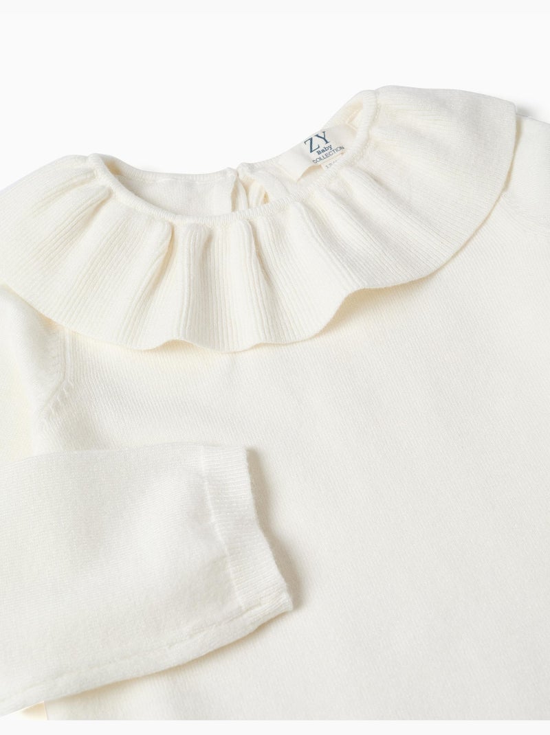 Maglione di maglia con colletto arricciato Bianco - Kiabi