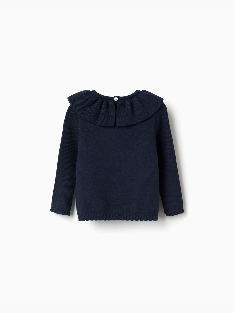 Maglione di maglia con estremità smerlate Blu scuro - Kiabi