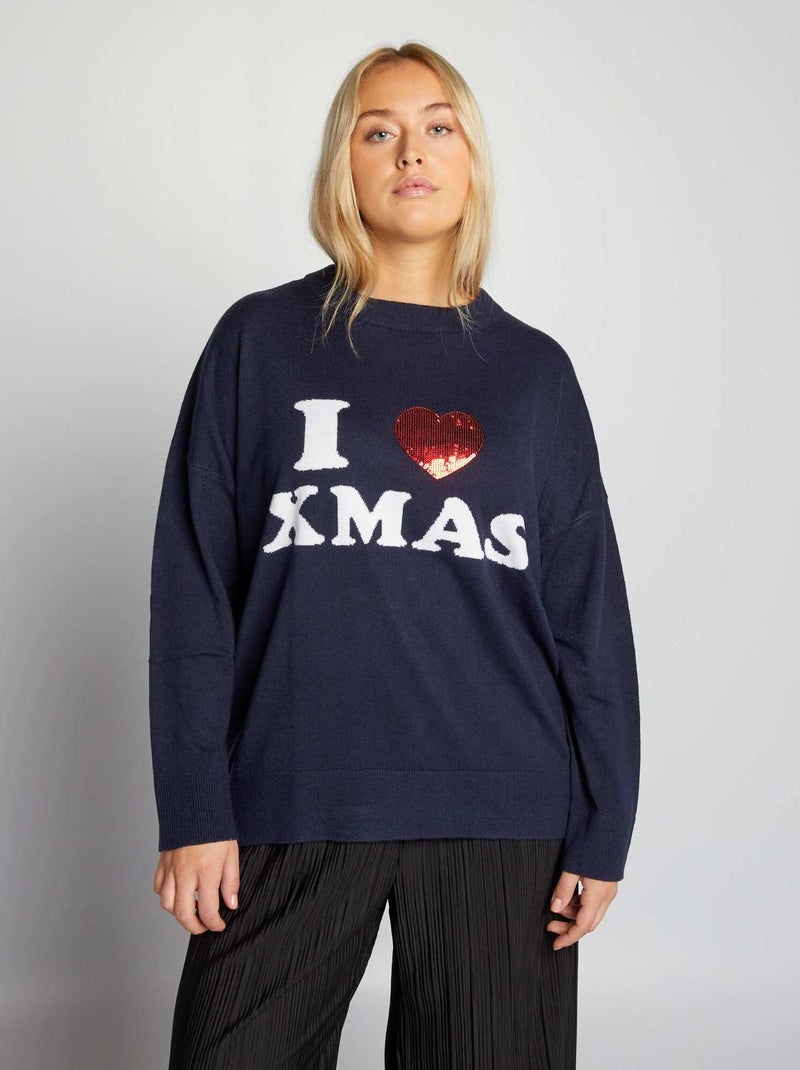 Maglione di Natale 'Christmas Vibes' BLU - Kiabi
