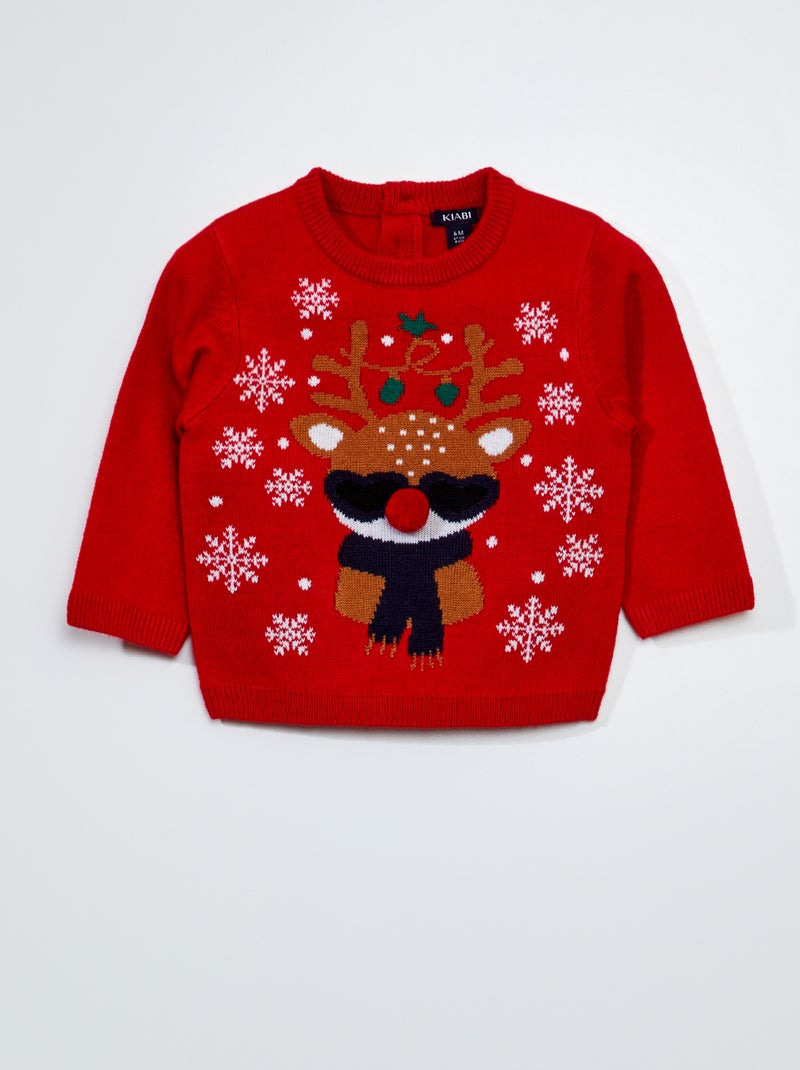 Maglione di Natale con applicazione pompon BLU - Kiabi