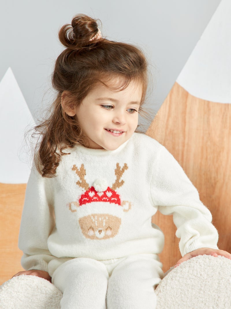 Maglione di 'Natale' con cerbiatto BIANCO - Kiabi