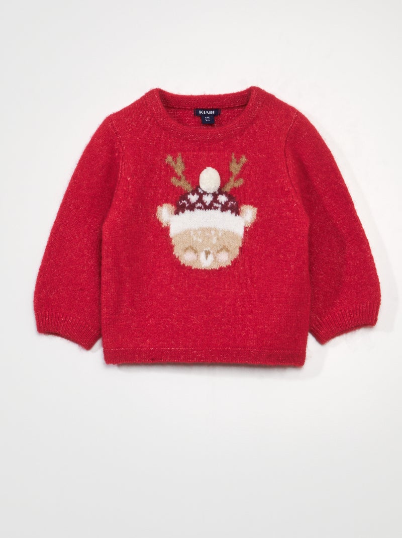 Maglione di 'Natale' con cerbiatto ROSSO - Kiabi