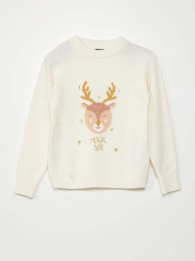Maglione di Natale con cervo BEIGE - Kiabi