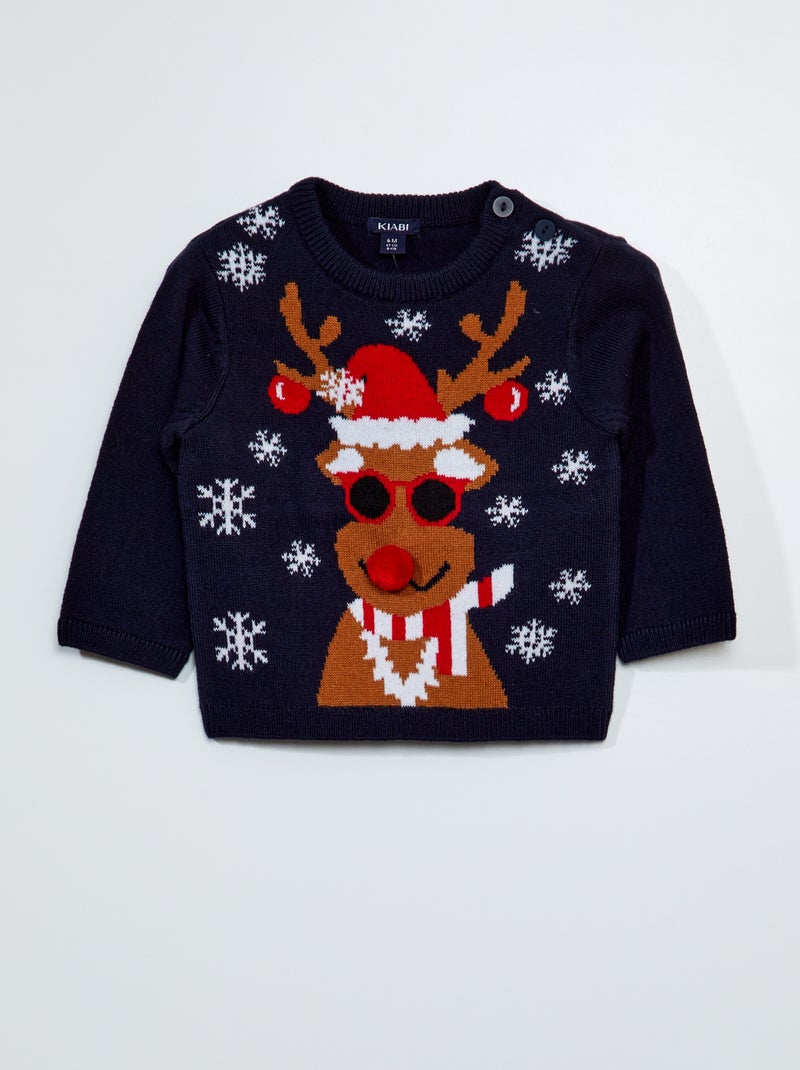Maglione di Natale con motivo 'renna' BLU - Kiabi