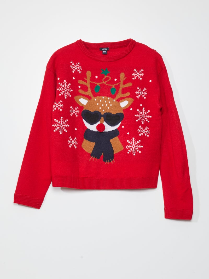 Maglione di 'Natale' con pompon ROSSO - Kiabi