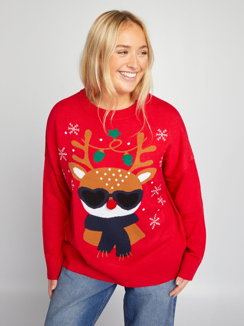 Maglione di 'Natale' con pompon ROSSO - Kiabi