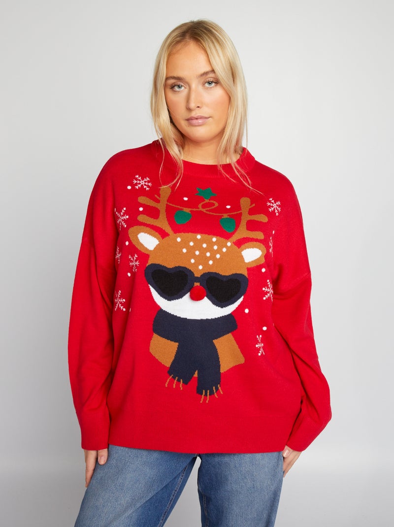 Maglione Natalizio Bambini Dressforfun - Renna Rudolph Con Pompon Rosso - Foto 5